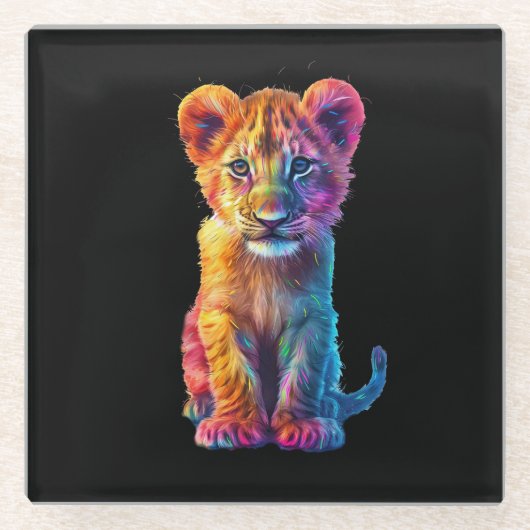 Oh Baby Big Cat Cub Glasuntersetzer (Vorderseite)