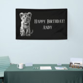 Oh Baby Big Cat Cub Grau 2 Zeilen Text Banner (Messeveranstaltung)