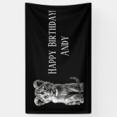 Oh Baby Big Cat Cub Grau 2 Zeilen Text Banner (Vertikal)