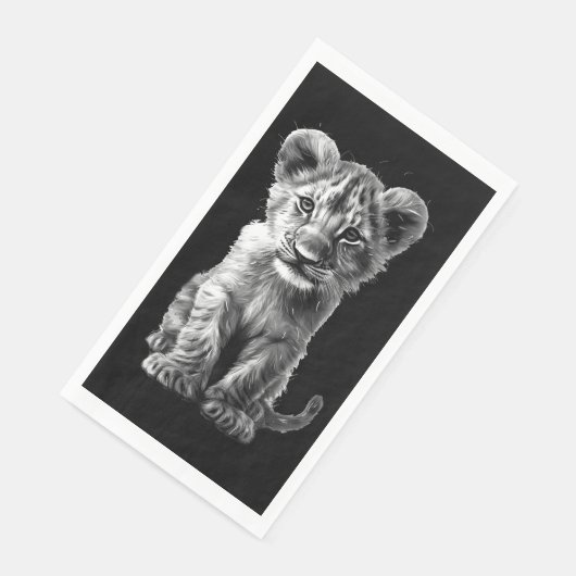 Oh Baby Big Cat Cub Grau Black Serviette (Ecke)