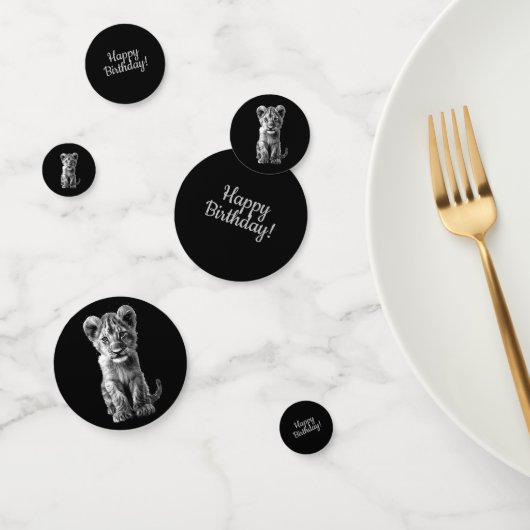 Oh Baby Big Cat Cub Grau Custom Text Konfetti (Gruppe)