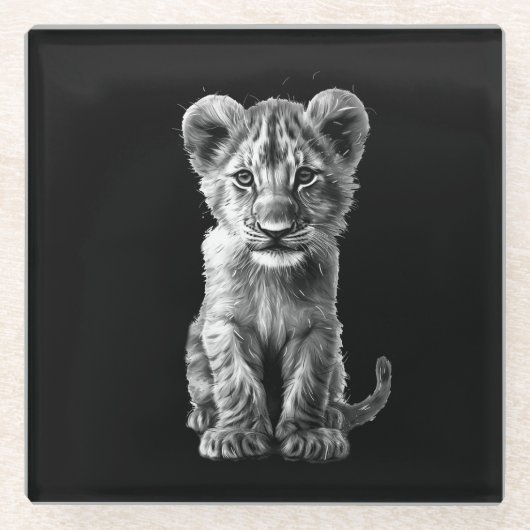 Oh Baby Big Cat Cub Gray Glasuntersetzer (Vorderseite)