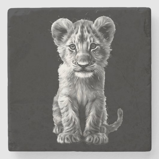 Oh Baby Big Cat Cub Gray Steinuntersetzer (Vorderseite)