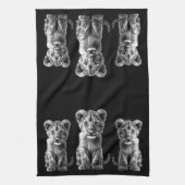 Oh Baby Big Cat Gray Cub Black Geschirrtuch (Vertikal)