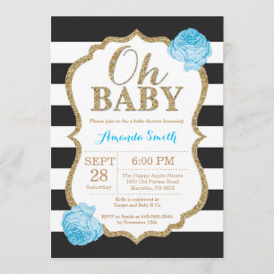 Oh Baby Black and Gold Baby Shower Einladung