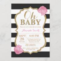 Oh Baby Black and Gold Baby Shower Einladung