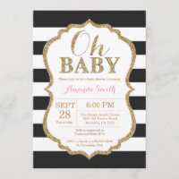 Oh Baby Black and Gold Baby Shower Einladung