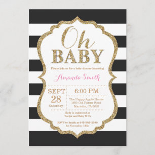 Oh Baby Black and Gold Baby Shower Einladung