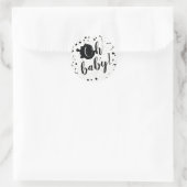 Oh Baby Black and White Paint Spritzer Babydusche Runder Aufkleber (Tasche)