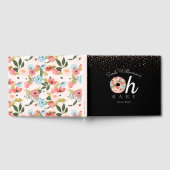 Oh Baby Black Floral Botanical Donut Baby Dusche Gästebuch (Voll)