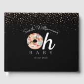 Oh Baby Black Floral Botanical Donut Baby Dusche Gästebuch (Vorderseite)