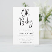 Oh Baby Black Foil Kinderdusche Einladung (Stehend Vorderseite)