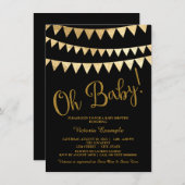 Oh Baby Black Gold Gender Neutral Baby Dusche Einladung (Vorne/Hinten)