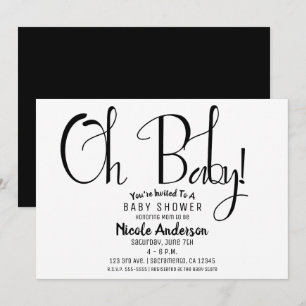 Oh Baby Black Schrift Moderne Minimale Dusche Part Einladung