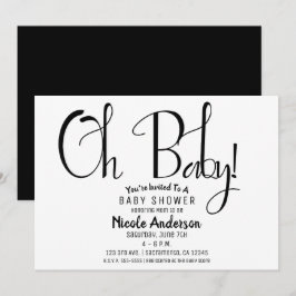 Oh Baby Black Script Modernes Minimal Dusche Party Einladung