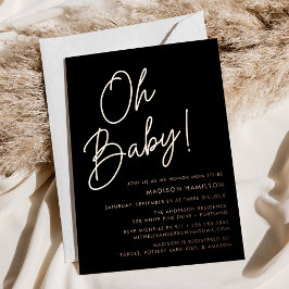 Oh Baby Black und Rose Gold Script Baby Dusche Folieneinladung
