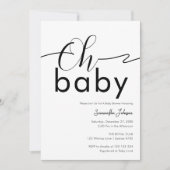 Oh Baby Black und White Trendy Einfach Minimalisti Einladung (Vorderseite)