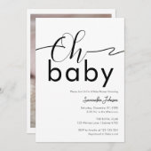 Oh Baby Black und White Trendy Einfach Minimalisti Einladung (Vorne/Hinten)