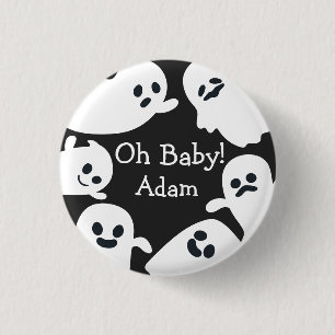 Oh, Baby! Black & White Halloween Herbstdusche Button