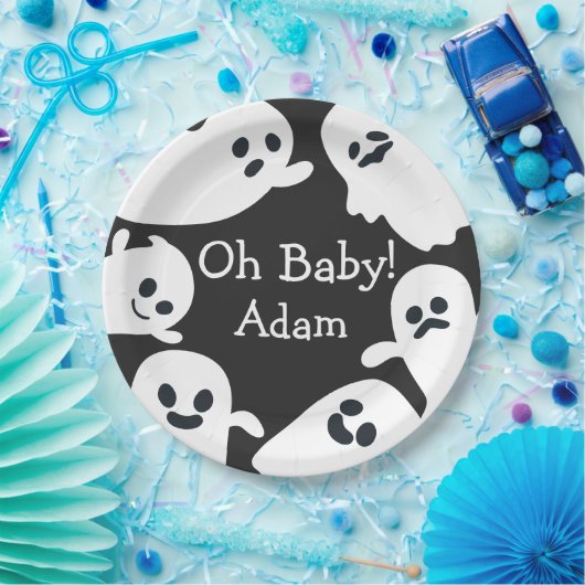 Oh, Baby! Black & White Halloween Herbstdusche Pappteller (Party)