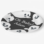 Oh, Baby! Black & White Halloween Herbstdusche Pappteller (Schrägansicht)