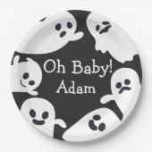 Oh, Baby! Black & White Halloween Herbstdusche Pappteller (Vorderseite)