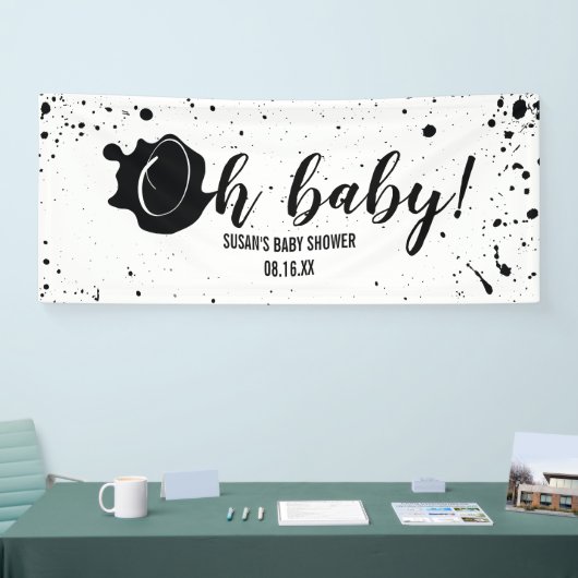 Oh Baby Black + White Spritzer Unisex Kinderdusche Banner (Messe)