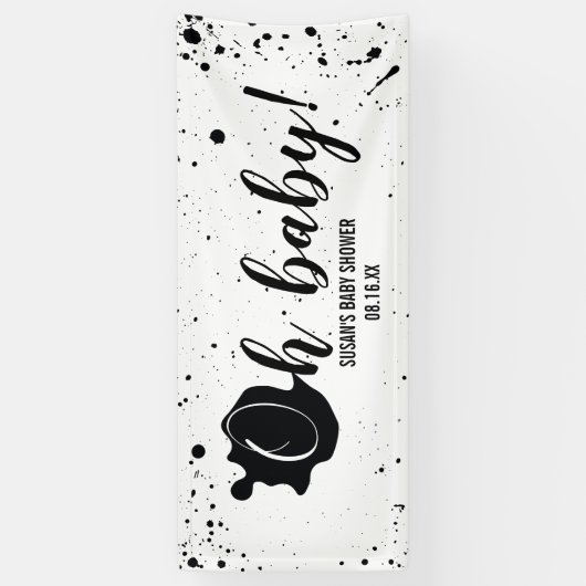 Oh Baby Black + White Spritzer Unisex Kinderdusche Banner (Vertikal)