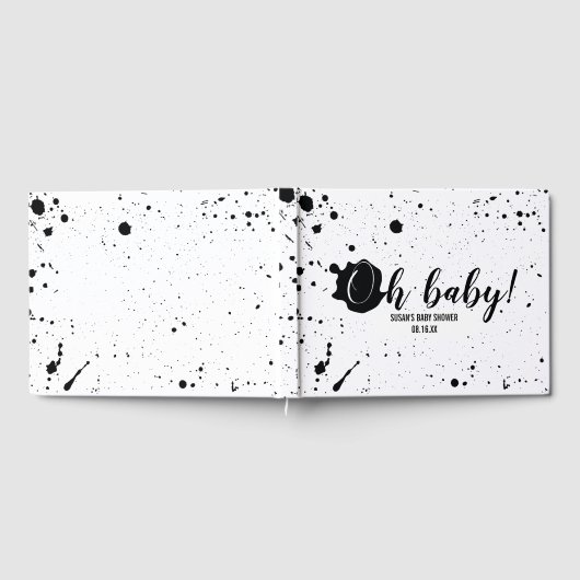 Oh Baby Black + White Spritzer Unisex Kinderdusche Gästebuch (Voll)