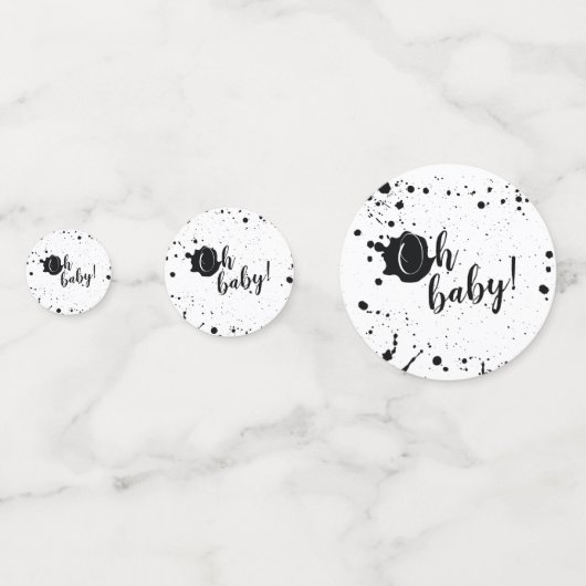 Oh Baby Black + White Spritzer Unisex Kinderdusche Konfetti (Rückseiten)