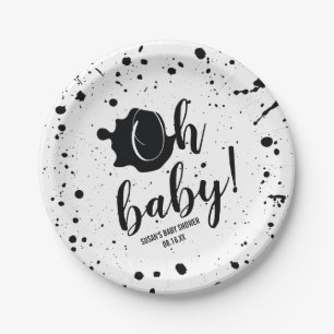 Oh Baby Black + White Spritzer Unisex Kinderdusche Pappteller