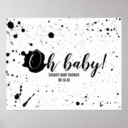 Oh Baby Black + White Spritzer Unisex Kinderdusche Poster (Vorne)
