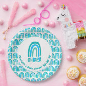 Oh, Baby! Blaues Muster Regenbogen Boho Custom Dus Pappteller (Party)