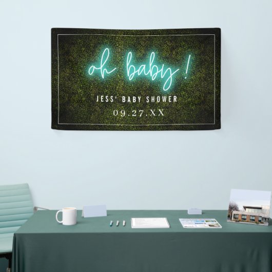 Oh Baby-Blauneonboxwood-Babyparty Banner (Messeveranstaltung)