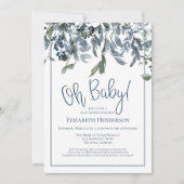 Oh Baby Blue Baby Dusche Einladung (Vorderseite)