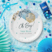 Oh Baby Blue Balloons Boy Baby Dusche Pappteller (Party)