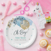 Oh Baby Blue Balloons Boy Baby Dusche Pappteller (Party)