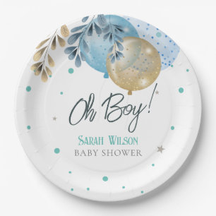 Oh Baby Blue Balloons Boy Baby Dusche Pappteller
