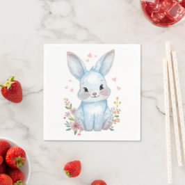 Oh Baby, Blue Bunny Shower Party Pastel Serviette