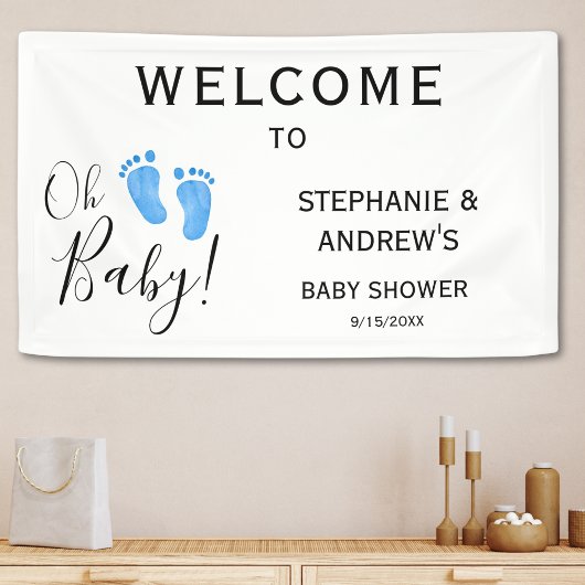 Oh Baby Blue Couples Babydusche Begrüßungszeichen Banner