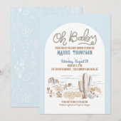 Oh Baby Blue Cowboy Wüste Baby Dusche Einladung (Vorne/Hinten)
