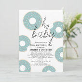 Oh Baby Blue Donut Boy Baby Dusche von Mail Einladung (Stehend Vorderseite)