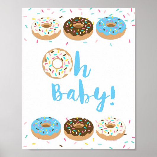 Oh Baby Blue Donut Sprinkle Baby Duschzeichen Poster (Vorne)