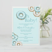 Oh Baby Blue Donuts Watercolor Baby Dusche Einladung (Stehend Vorderseite)