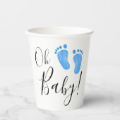 Oh Baby Blue Feet Baby Dusche Pappbecher (Vorderseite)