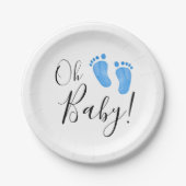 Oh Baby Blue Feet Baby Dusche Pappteller (Vorderseite)