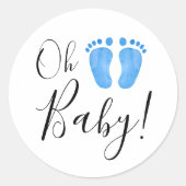 Oh Baby Blue Feet Runder Aufkleber (Vorderseite)