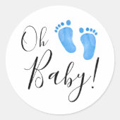 Oh Baby Blue Feet Runder Aufkleber (Vorderseite)