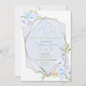 Oh Baby Blue Floral Baby Dusche Crystal Frame Einladung (Vorderseite)