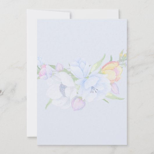 Oh Baby Blue Floral Baby Dusche Crystal Frame Einladung (Rückseite)